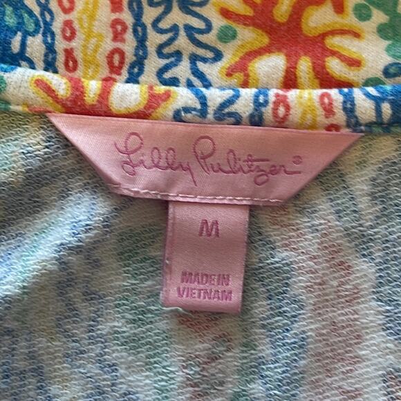 Lilly Pulitzer Odette Blue Multi Minnow Print Tunic Top Women's Medium - Picture 8 of 9